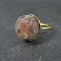 Bronze Art Glass Ring Size 7 One of a Kind