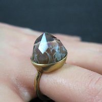 Bronze Art Glass Ring Size 7 One of a Kind