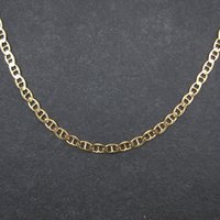 Italian Vermeil Sterling Flat Mariner Chain Necklace 4mm 20 Inches