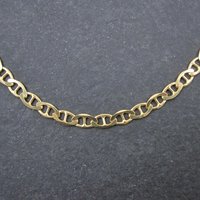 Italian Vermeil Sterling Flat Mariner Chain Necklace 4mm 20 Inches