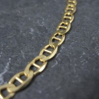 Italian Vermeil Sterling Flat Mariner Chain Necklace 4mm 20 Inches