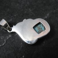 Southwestern Turquoise Feather Pendant Sterling Silver Estate Necklace