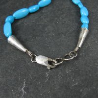 Simple Vintage Southwestern Turquoise Bead Necklace 18" Sterling Silver Native American Estate