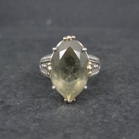 Large Sterling Silver and 14K Smoky Quartz Ring Size 9