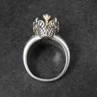 Large Sterling Silver and 14K Smoky Quartz Ring Size 9