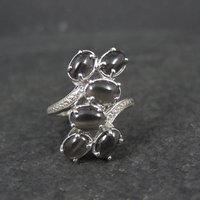 Black Cats Eye Sillimanite Ring Size 5 Sterling Silver Estate Jewelry