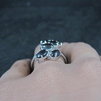 Black Cats Eye Sillimanite Ring Size 5 Sterling Silver Estate Jewelry