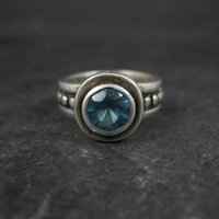 Estate Sterling Blue Topaz Ring Size 4.5