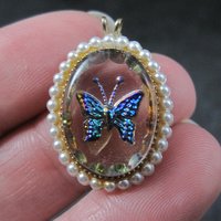 Vintage Foil Butterfly Pendant
