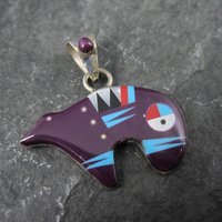 Southwestern Inlaid Bear Pendant