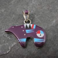 Southwestern Inlaid Bear Pendant