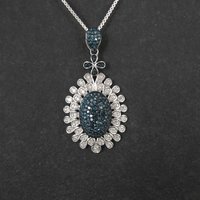 Estate Blue and White Diamond Pendant Necklace