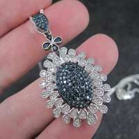 Estate Blue and White Diamond Pendant Necklace