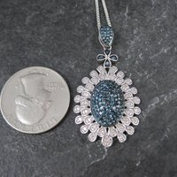 Estate Blue and White Diamond Pendant Necklace