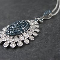 Estate Blue and White Diamond Pendant Necklace