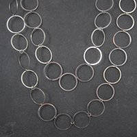 Opera Length Circle Chain Necklace Stainless Steel 50"
