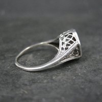 Vintage Filigree Garnet Solitaire Ring Size 5 Sterling Silver