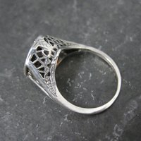 Vintage Filigree Garnet Solitaire Ring Size 5 Sterling Silver