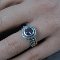 Estate Sterling Amethyst Ring Size 4.5