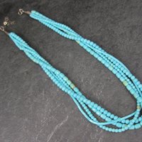 4 Strand Turquoise Necklace Southwestern Sterling Silver