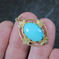 Art Deco Turquoise Charm Pendant Vintage Estate