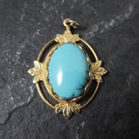 Art Deco Turquoise Charm Pendant Vintage Estate