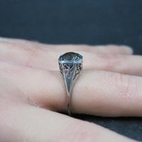 Vintage Filigree Smoky Topaz Solitaire Ring Size 7 Sterling Silver