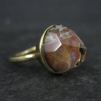 Bronze Art Glass Ring Size 7 One of a Kind