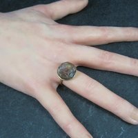 Bronze Art Glass Ring Size 7 One of a Kind