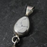 Long Mexican Sterling Howlite Pendant Vintage