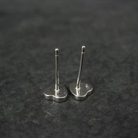 Tiny Opal Heart Earrings Vintage Sterling Silver Studs