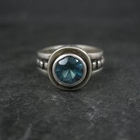 Estate Sterling Blue Topaz Ring Size 4.5