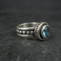 Estate Sterling Blue Topaz Ring Size 4.5