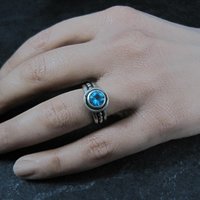 Estate Sterling Blue Topaz Ring Size 4.5