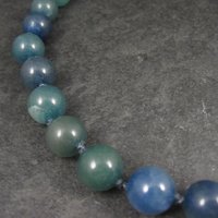 Vintage 12mm Blue Green Jadeite Jade Necklace Chinese Import 16 Inches