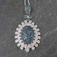 Estate Blue and White Diamond Pendant Necklace