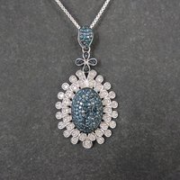 Estate Blue and White Diamond Pendant Necklace