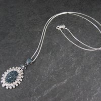 Estate Blue and White Diamond Pendant Necklace