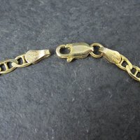 Italian Vermeil Sterling Flat Mariner Chain Bracelet 3mm 7.5 Inches
