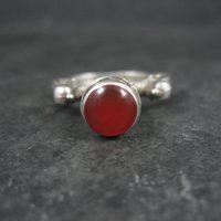 Vintage Carnelian Bird Ring Size 7 Unique Sterling Silver Jewelry