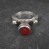 Vintage Carnelian Bird Ring Size 7 Unique Sterling Silver Jewelry