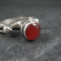 Vintage Carnelian Bird Ring Size 7 Unique Sterling Silver Jewelry