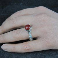 Vintage Carnelian Bird Ring Size 7 Unique Sterling Silver Jewelry