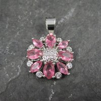 Sterling Silver Pink Flower Pendant