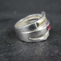 Vintage Ruby Ring Sterling Silver and 18K Yellow Gold Size 8