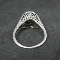 Vintage Filigree Garnet Solitaire Ring Size 5 Sterling Silver