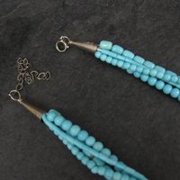 4 Strand Turquoise Necklace Southwestern Sterling Silver
