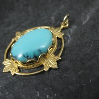 Art Deco Turquoise Charm Pendant Vintage Estate