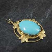Art Deco Turquoise Charm Pendant Vintage Estate