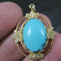 Art Deco Turquoise Charm Pendant Vintage Estate